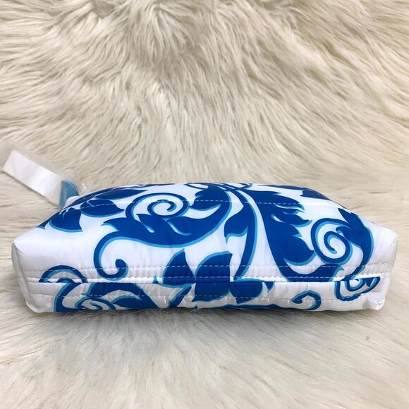 ESTEE LAUDER Puffy Blue & White Floral Cosmetics Bag Makeup Case - Picture 6 of 10